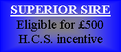 Text Box: SUPERIOR SIRE
Eligible for £500 H.C.S. incentive